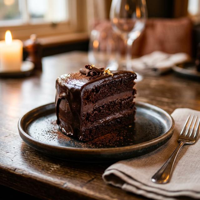 Bolo de chocolate com cobertura de chocolate